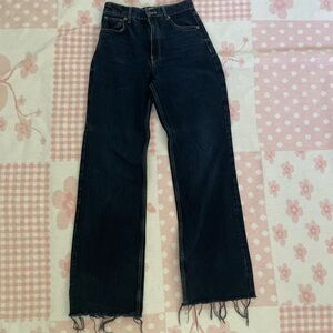 Zara High Rise Wide Leg Dark Navy Denim Jeans Size 4